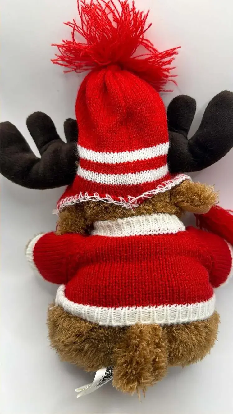 Canadian Moose Stuffed Animal in Red Maple Leaf Sweater - 9